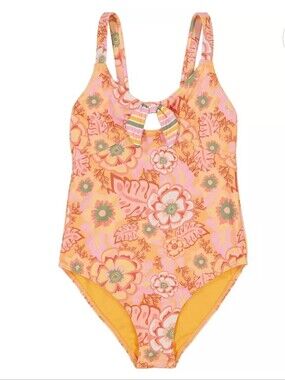 Roxy Girls' Wildflower One-Piece Swimsuit - Papaya Pink